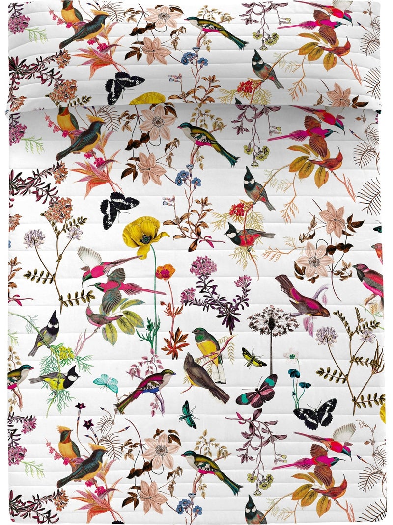 Couvre-lit Birds of paradise "Happyfriday" Blanc - Kiabi