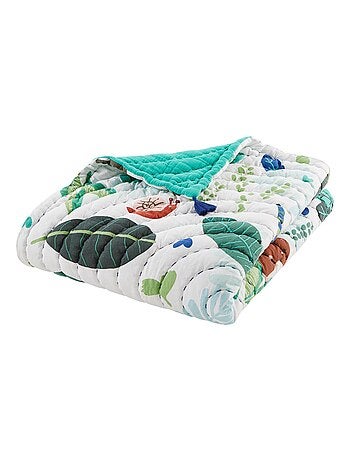 Couvre lit boutis Catimini motif jungle - 120x150 cm - 100% Coton matelassé - Vert et blanc