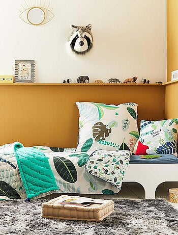Couvre lit boutis Catimini motif jungle - 120x150 cm - 100% Coton matelassé - Vert et blanc