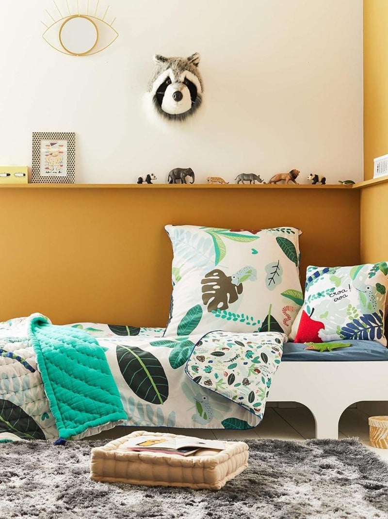 Couvre lit boutis Catimini motif jungle - 120x150 cm - 100% Coton matelassé - Vert et blanc Vert - Kiabi