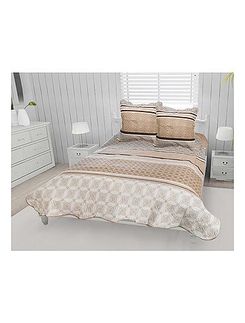 Couvre lit boutis coton 220x240 cm AMANDA + 2 TO avec 2 taies d'oreiller