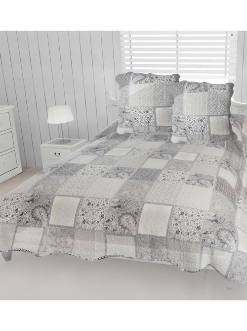 Couvre-lit boutis coton 220x240 cm AURORE avec 2 taies d'oreiller - Kiabi