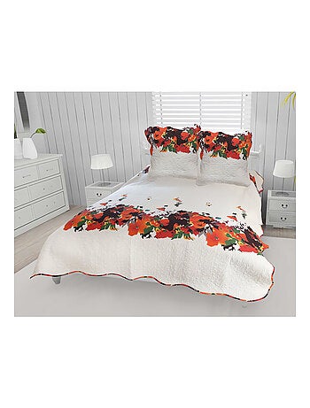 Couvre-lit boutis coton 240x260 cm AMELIE avec 2 taies d'oreiller