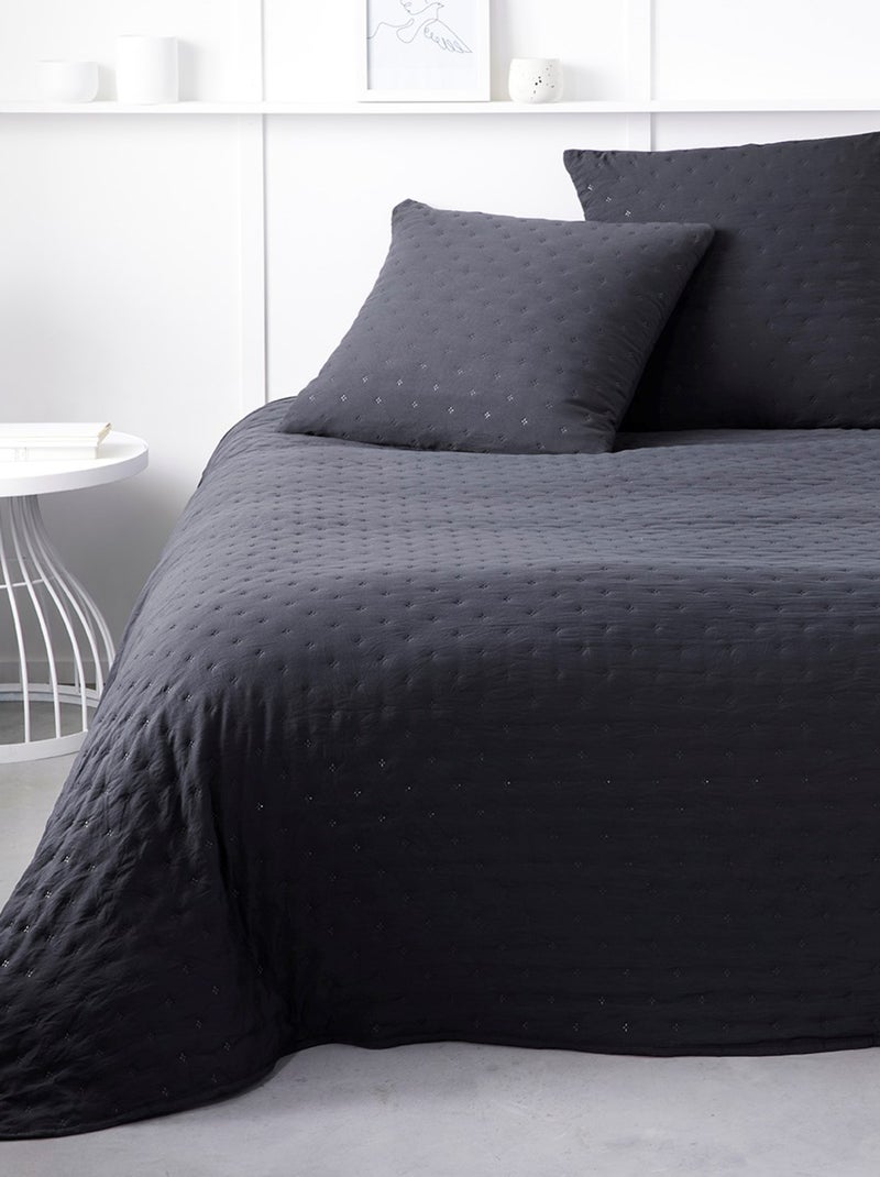Couvre lit boutis ESSENTIAL gris anthracite - Kiabi