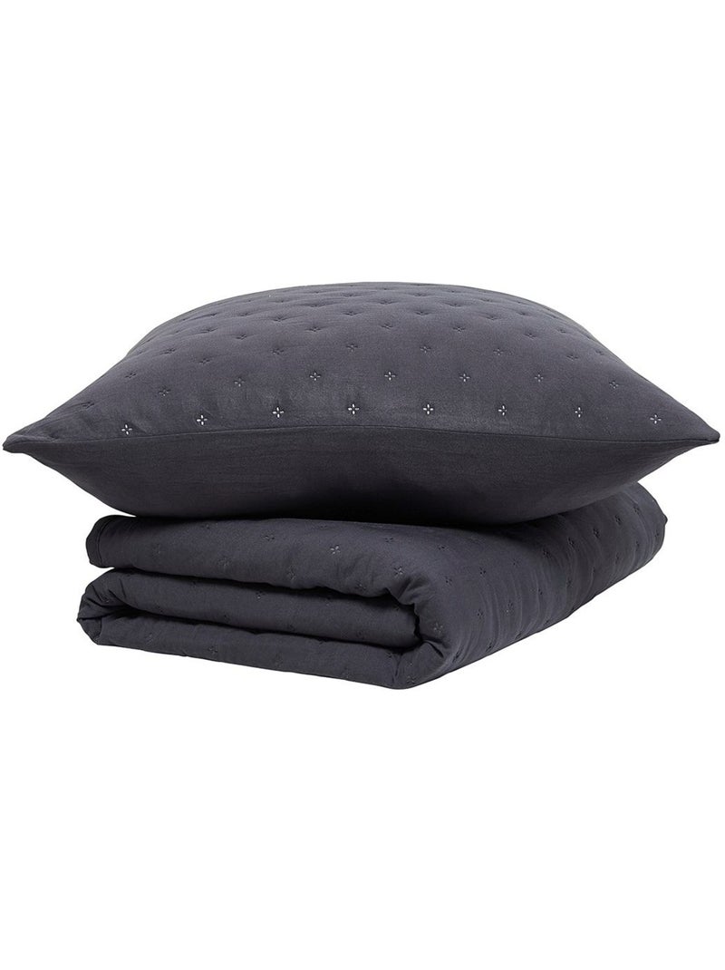 Couvre lit boutis ESSENTIAL gris anthracite - Kiabi