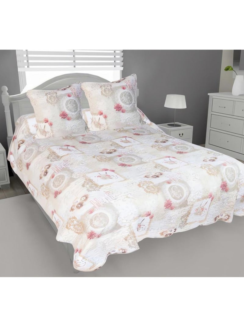 Couvre-lit boutis matelassé 220x240 cm VALENCE avec 2 taies d'oreiller Multicolore - Kiabi