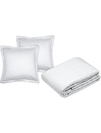 Couvre lit boutis réversible 240x220 avec 2 taies coloris blanc