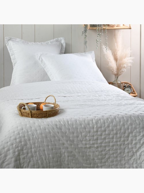 Couvre lit boutis réversible 240x220 avec 2 taies coloris blanc - Kiabi