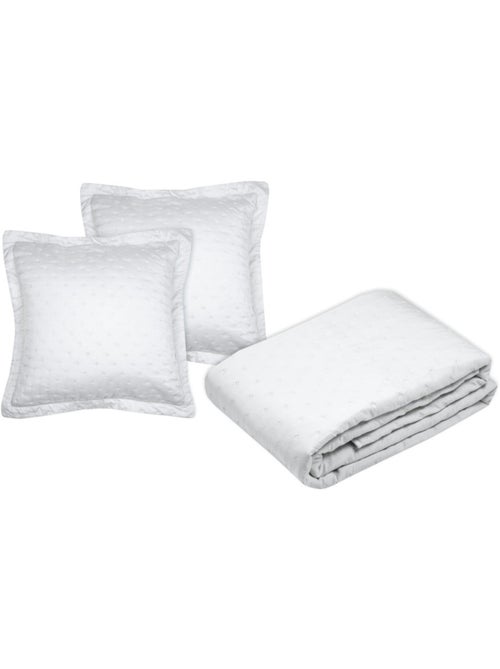 Couvre lit boutis réversible 240x220 avec 2 taies coloris blanc - Kiabi