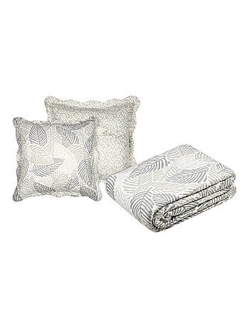 Couvre lit boutis réversible 260x240 avec 2 taies d'oreiller