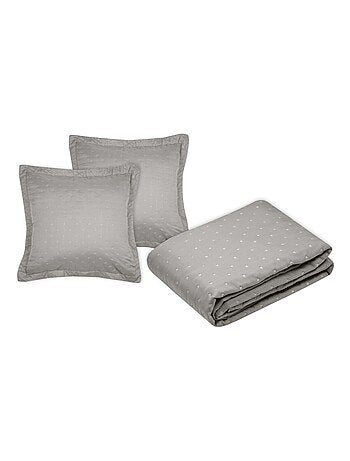 Couvre lit boutis réversible 260x240 avec 2 taies d'oreiller