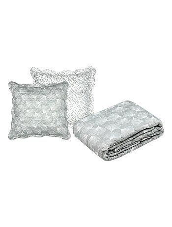 Couvre lit boutis réversible 260x240 avec 2 taies d'oreiller