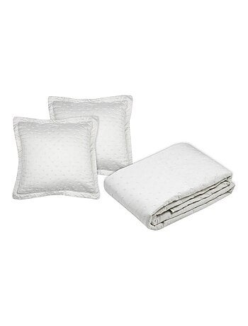 Couvre lit boutis réversible avec 2 taies coloris naturel