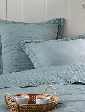 Couvre lit boutis réversible avec 2 taies coloris vert