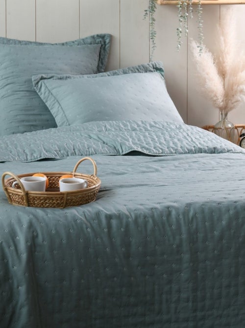 Couvre lit boutis réversible avec 2 taies coloris vert - Kiabi