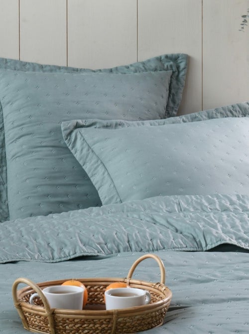 Couvre lit boutis réversible avec 2 taies coloris vert - Kiabi