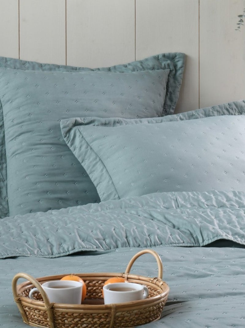 Couvre lit boutis réversible avec 2 taies coloris vert Vert - Kiabi