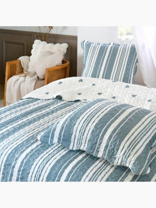 Couvre lit boutis réversible avec taie(s) d'oreiller 65x65cm - Kiabi