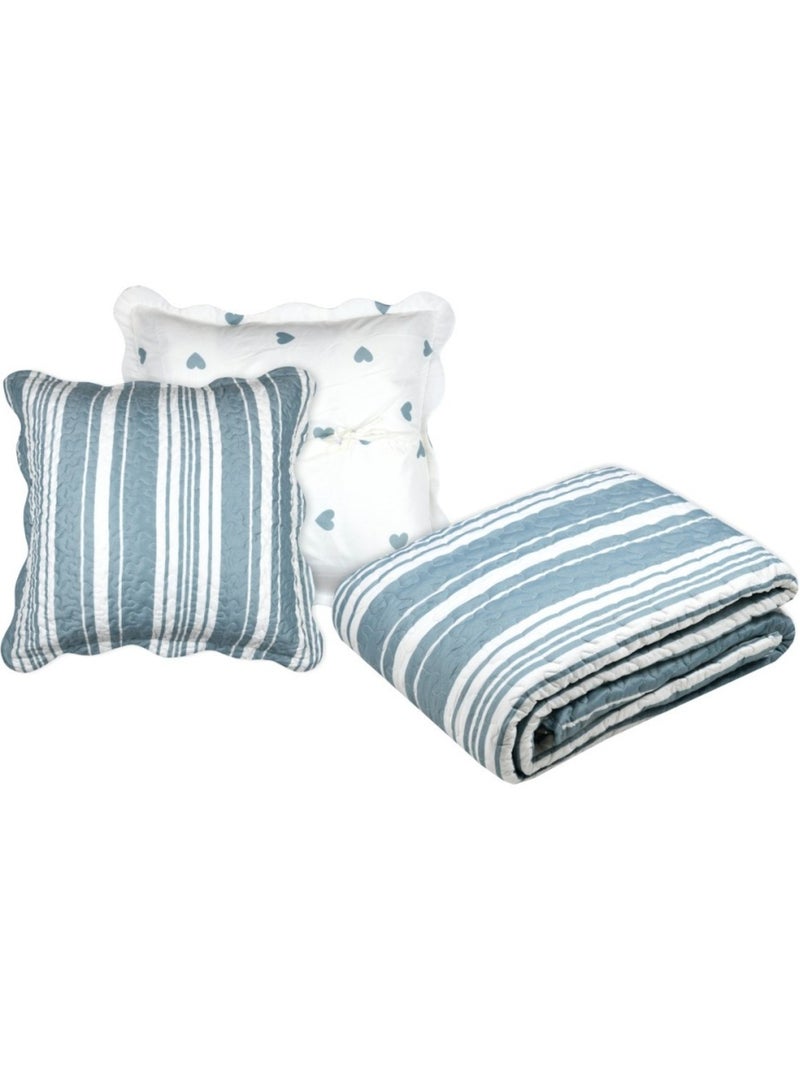 Couvre lit boutis réversible avec taie(s) d'oreiller 65x65cm Bleu - Kiabi