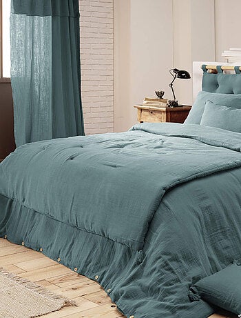 Couvre-lit double gaze de coton marine