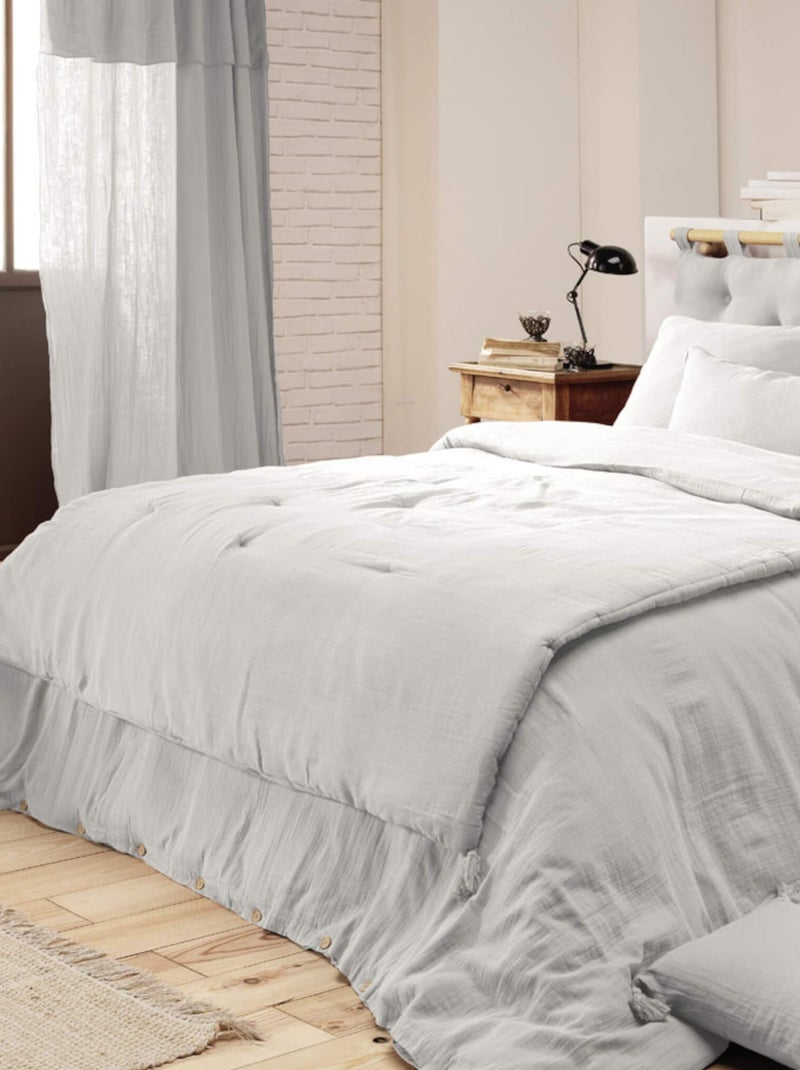 Couvre-lit double gaze de coton Gris - Kiabi