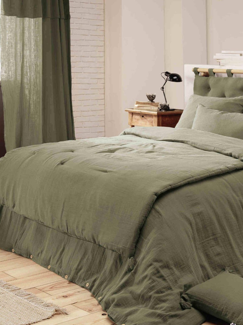 Couvre-lit double gaze de coton Kaki - Kiabi