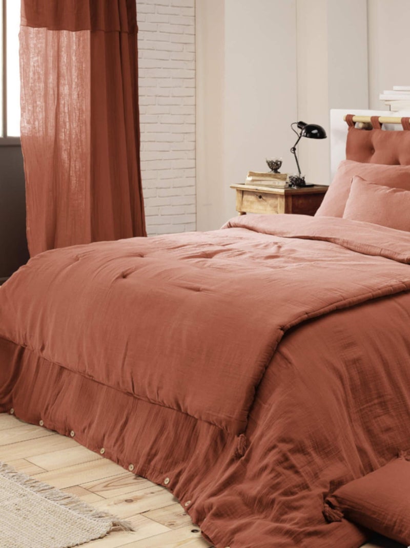 Couvre-lit double gaze de coton Orange - Kiabi