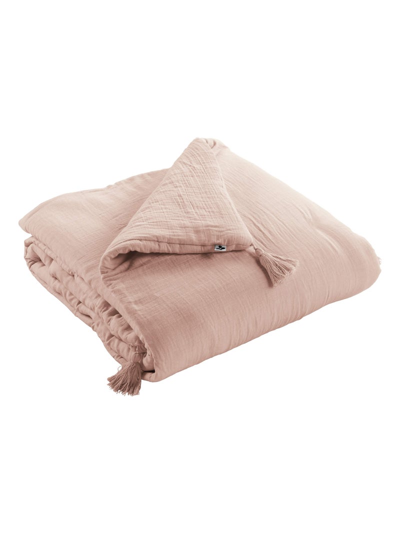 Couvre-lit double gaze de coton Rose - Kiabi
