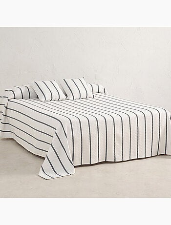 Couvre-lit en coton à rayures, tissu texturé à carreaux - Gamusi.