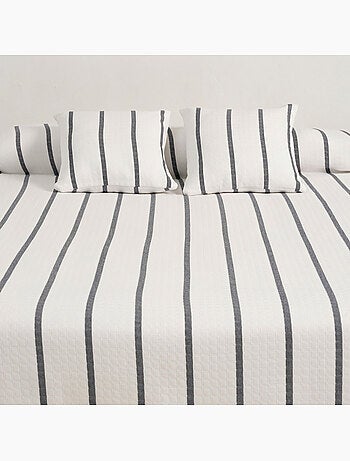 Couvre-lit en coton à rayures, tissu texturé à carreaux - Gamusi.