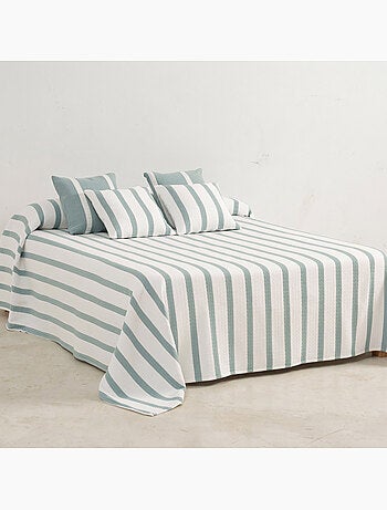 Couvre-lit en coton à rayures, tissu texturé à carreaux - Gamusi.