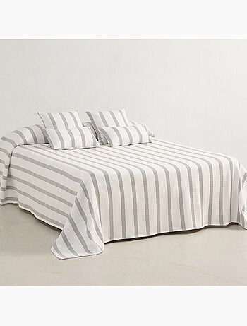 Couvre-lit en coton à rayures, tissu texturé à carreaux - Gamusi.