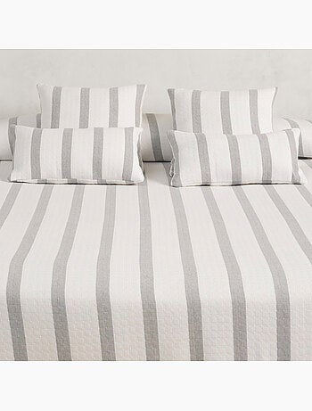 Couvre-lit en coton à rayures, tissu texturé à carreaux - Gamusi.