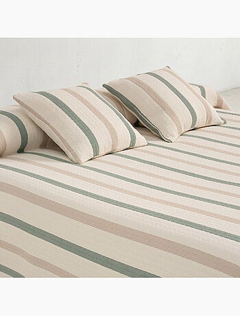 Couvre-lit en coton à rayures, tissu texturé à carreaux - Gamusi.