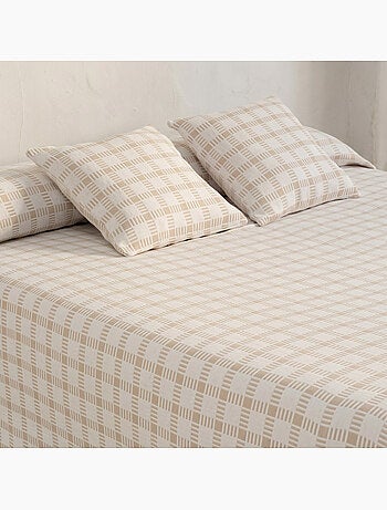 Couvre-lit en coton avec motif à carreaux en relief, tissu texturé - Gamusi.