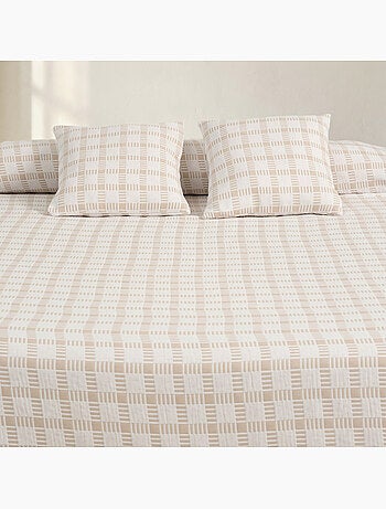 Couvre-lit en coton avec motif à carreaux en relief, tissu texturé - Gamusi.