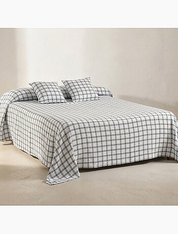 Couvre-lit en coton avec motif à carreaux en relief, tissu texturé - Gamusi.