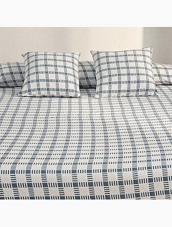 Couvre-lit en coton avec motif à carreaux en relief, tissu texturé - Gamusi.