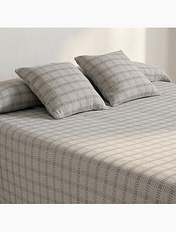 Couvre-lit en coton avec motif à carreaux en relief, tissu texturé - Gamusi.