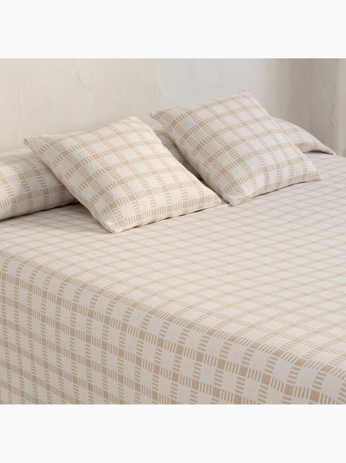 Couvre-lit en coton avec motif à carreaux en relief, tissu texturé. - Kiabi