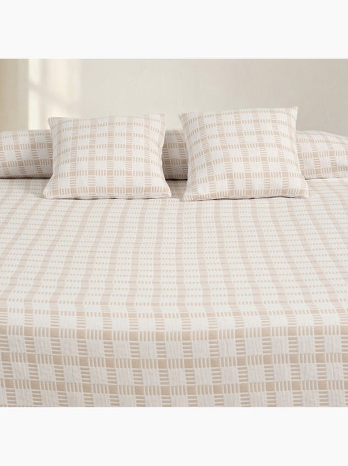 Couvre-lit en coton avec motif à carreaux en relief, tissu texturé. - Kiabi