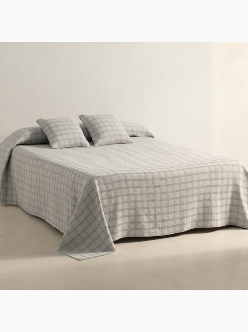 Couvre-lit en coton avec motif à carreaux en relief, tissu texturé. - Kiabi