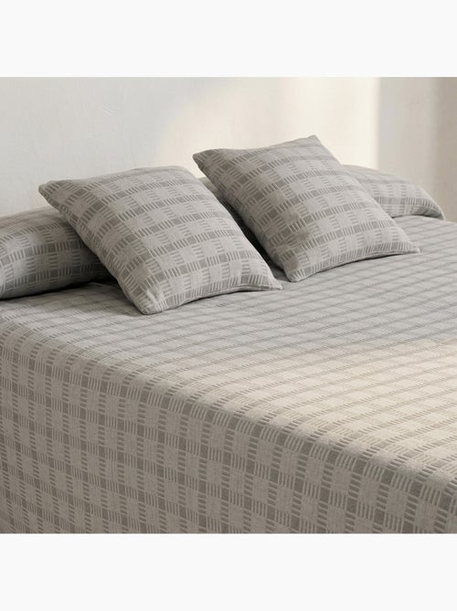 Couvre-lit en coton avec motif à carreaux en relief, tissu texturé. - Kiabi