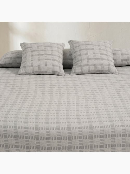 Couvre-lit en coton avec motif à carreaux en relief, tissu texturé. - Kiabi