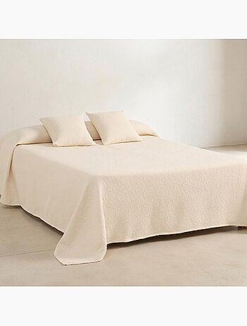 Couvre-lit en coton avec motif floral en relief, tissu texturé - Gamusi.