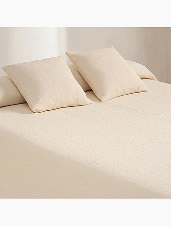 Couvre-lit en coton avec motif floral en relief, tissu texturé - Gamusi.