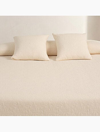 Couvre-lit en coton avec motif floral en relief, tissu texturé - Gamusi.