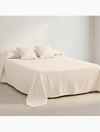Couvre-lit en coton avec motif floral en relief, tissu texturé - Gamusi.