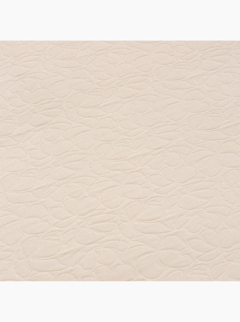 Couvre-lit en coton avec motif floral en relief, tissu texturé. Beige - Kiabi