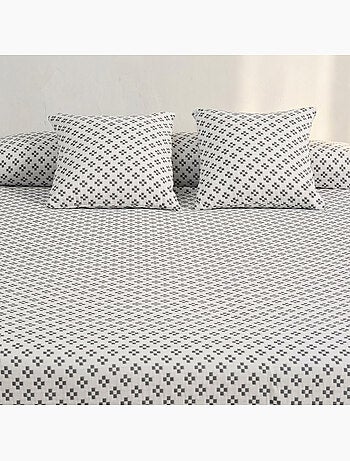 Couvre-lit en coton avec motif géométrique en relief, tissu texturé - Gamusi.